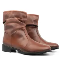 Bota Feminina Sanfonada Cano Curto Cow Girl Bico Redondo Leve Macia Confortável Texana Rodeio