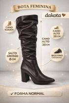 Bota Feminina Slouch Cano Alto Salto Grosso Confortável Dakota D2173