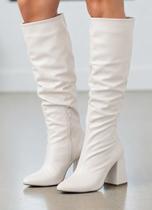 Bota Feminina Slouchy Franzida Cano Longo Salto Alto Grosso Bloco 9cm Bota Feminina Slouchy Franzida Cano Longo Salto Alto Grosso Bloco 9cm