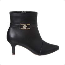 Bota Feminina Social Cano Curto Salto Fino Médio Strass Luxo