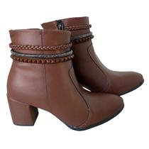 Bota Feminina Sozo Marrom Strass