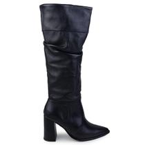 Bota Feminina Sttern Cano Longo Couro Confort Preto - 2403