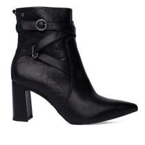 Bota Feminina Tanara Cano Curto Couro Tiras Preta Bota Feminina Tanara Cano Curto Couro Tiras Preta