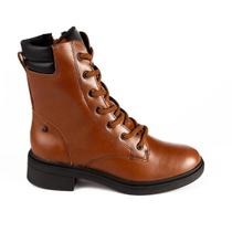 Bota Feminina Tanara Coturno Couro Marrom Caramelo - T9113