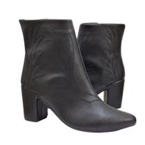 Bota Feminina Texana Bico Fino Bordada Cano Baixo Salto Grosso Médio Bloco Country Ziper Ref. 20/140 - Calçados Liviari