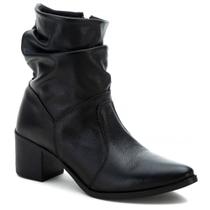 Bota Feminina Texana Bico Fino Cano Curto Couro Legitimo 5494 - pisada forte calcados