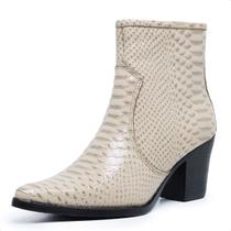 Bota Feminina Texana Bico Fino Country Salto Alto Couro Anaconda Bota Feminina Texana Bico Fino Country Salto Alto Couro Anaconda