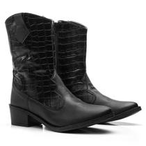 Bota Feminina Texana Cano Alto Bico Fino Croco Moderna Bota Feminina Texana Cano Alto Bico Fino Croco Moderna
