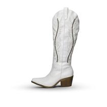 Bota Feminina Texana Cano Alto Branca Com Tachas Country Bota Feminina Texana Cano Alto Branca Com Tachas Country