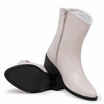 Bota Feminina Texana Cano Curto Bota Country Off White
