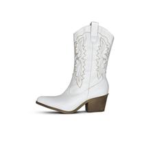 Bota Feminina Texana Cano Curto Branca Com Bordado Country Tamanho:35Cor:Branco Bota Feminina Texana Cano Curto Branca Com Bordado Country Tamanho:35Cor:Branco