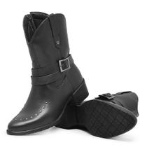 Bota Feminina Texana Cano Médio Couro Látego Stefanello - DR05 - Preto