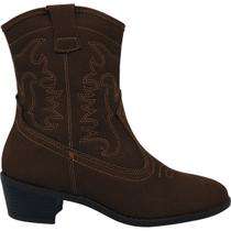 Bota Feminina Texana Casual Dia a Dia Passeio Festa Cano Curto Salto Bloco Baixo Com Zíper Bico Fino Moleca 5353.201 Bota Feminina Texana Casual Dia a Dia Passeio Festa Cano Curto Salto Bloco Baixo Com Zíper Bico Fino Moleca 5353.201