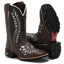 Bota Feminina Texana Country Botina Cano ALTO Bico QuadradO LASER