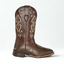 Bota Feminina Texana Couro Bordada Cowboy Country Conforto tamanho:37cor:MarromGênero:Feminino