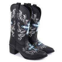 Bota Feminina Texana Couro Legítimo Bordado Cruz Bota Feminina Texana Couro Legítimo Bordado Cruz