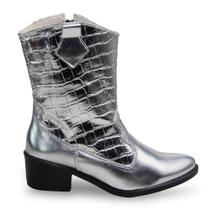 Bota Feminina Texana Metalizada Country Cano Médio