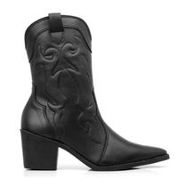 Bota Feminina Texana Preta Blogueirinha Bico Fino Bota Feminina Texana Preta Blogueirinha Bico Fino
