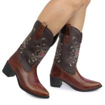 Bota Feminina Texana Western Couro Legítimo Bico Fino Bota Feminina Texana Western Couro Legítimo Bico Fino