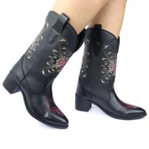 Bota Feminina Texana Western Couro Legítimo Bico Fino Bota Feminina Texana Western Couro Legítimo Bico Fino