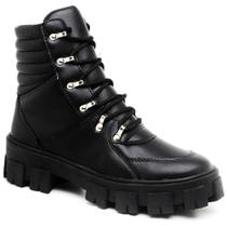 Bota Feminina Tratorada Cadarço Cano Médio Moderna Conforto Bota Feminina Tratorada Cadarço Cano Médio Moderna Conforto