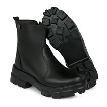 Bota Feminina Tratorada Cano Médio Preto Estilosa e Confortável Chelsea