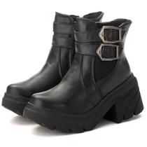 Bota Feminina Tratorada Salto Grosso 6731 Pettinari Couro : 2 Fivelas Zíper Láteral Atemporal Bota Feminina Tratorada Salto Grosso 6731 Pettinari Couro : 2 Fivelas Zíper Láteral Atemporal
