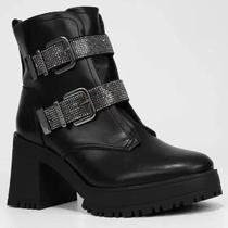 Bota Feminina Tratorada Vizzano Preta com strass Ref.: 3091.103 Bota Feminina Tratorada Vizzano Preta com strass Ref.: 3091.103
