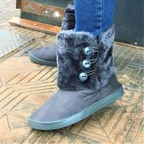 Bota Feminina Ugg Botão Cinza-BlackBoar