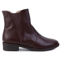 Bota Feminina Usaflex Couro Marrom Pinhão - AP0200 Bota Feminina Usaflex Couro Marrom Pinhão - AP0200