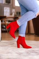 Bota Feminina Vermelha Camurça Rafaela Salomão