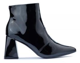 Bota Feminina Verniz Bebecê Ankle Boot Salto - 43519