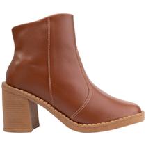 Bota Feminina Via Angel Ankle Boot Salto Alto Bico Quadrado Cano Baixo Confortável 8002 Bota Feminina Via Angel Ankle Boot Salto Alto Bico Quadrado Cano Baixo Confortável 8002