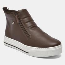 Bota feminina via marte cano curto casual com pelo zipper cor:dark browntamanho:34 Bota feminina via marte cano curto casual com pelo zipper cor:dark browntamanho:34