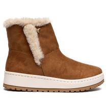 Bota Feminina Via Marte Cano Médio Camurça Caramelo/Branco Bota Feminina Via Marte Cano Médio Camurça Caramelo/Branco