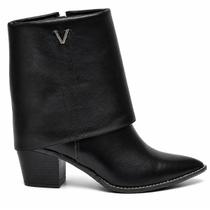 Bota Feminina Via Marte Capa Salto Grosso - Preta Elegante Bota Feminina Via Marte Capa Salto Grosso - Preta Elegante