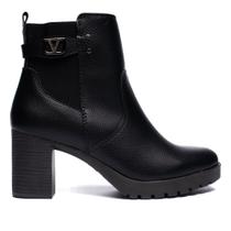 Bota Feminina Via Marte Chelsea Cano Médio Zíper Preto Bota Feminina Via Marte Chelsea Cano Médio Zíper Preto