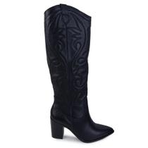 Bota Feminina Via Marte Country Couro Preto - 079-012-02