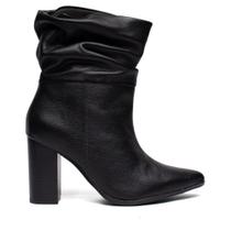 Bota Feminina Via Marte Couro Enrugada Preto Bota Feminina Via Marte Couro Enrugada Preto