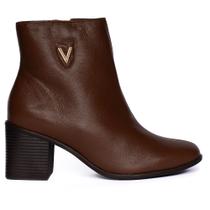 Bota Feminina Via Marte Social Cano Curto Couro Marrom Bota Feminina Via Marte Social Cano Curto Couro Marrom