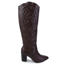 Bota Feminina Via Marte Western Couro Marrom - 079-012-02