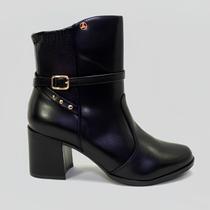 Bota Feminina Via Uno 958001 Cano Curto Salto Bloco Confortável Casual Elegante Moda Bota Feminina Via Uno 958001 Cano Curto Salto Bloco Confortável Casual Elegante Moda