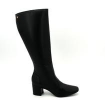 Bota Feminina Via Uno Original 172064 Salto Medio Over Ziper Cano Longo