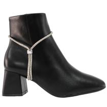 Bota Feminina Vizzano Cano Baixo Preta Cristal - 3098