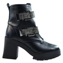 Bota Feminina Vizzano Cano Médio CB Preta Grafite - 3091