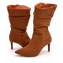 Bota Feminina Vizzano Cano Médio Salto Fino Bico Fino Bota Feminina Vizzano Cano Médio Salto Fino Bico Fino