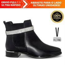 Bota Feminina Vizzano Chelsea Montaria Cano Curto Com Brilho Salto Baixo Original Bota Feminina Vizzano Chelsea Montaria Cano Curto Com Brilho Salto Baixo Original
