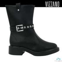 Bota Feminina Vizzano Preta Cano Médio Fivela Estilosa
