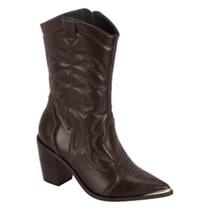 Bota Feminina Vizzano West Texana Bico Fino Moda