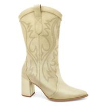 Bota Feminina Western Ramarim Couro Salto Bloco Cano Médio 2656103-0 Cor:CafeTamanho:37 Bota Feminina Western Ramarim Couro Salto Bloco Cano Médio 2656103-0 Cor:CafeTamanho:37
